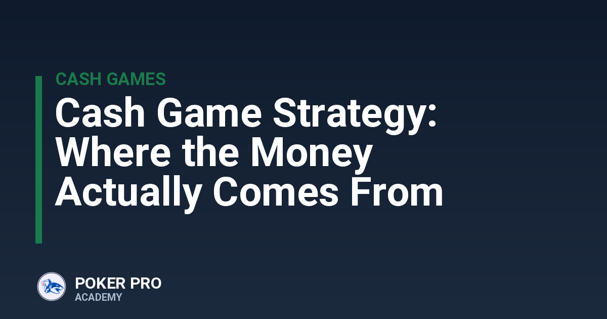 Cash Game Strategy: Where the Money Actually Comes From