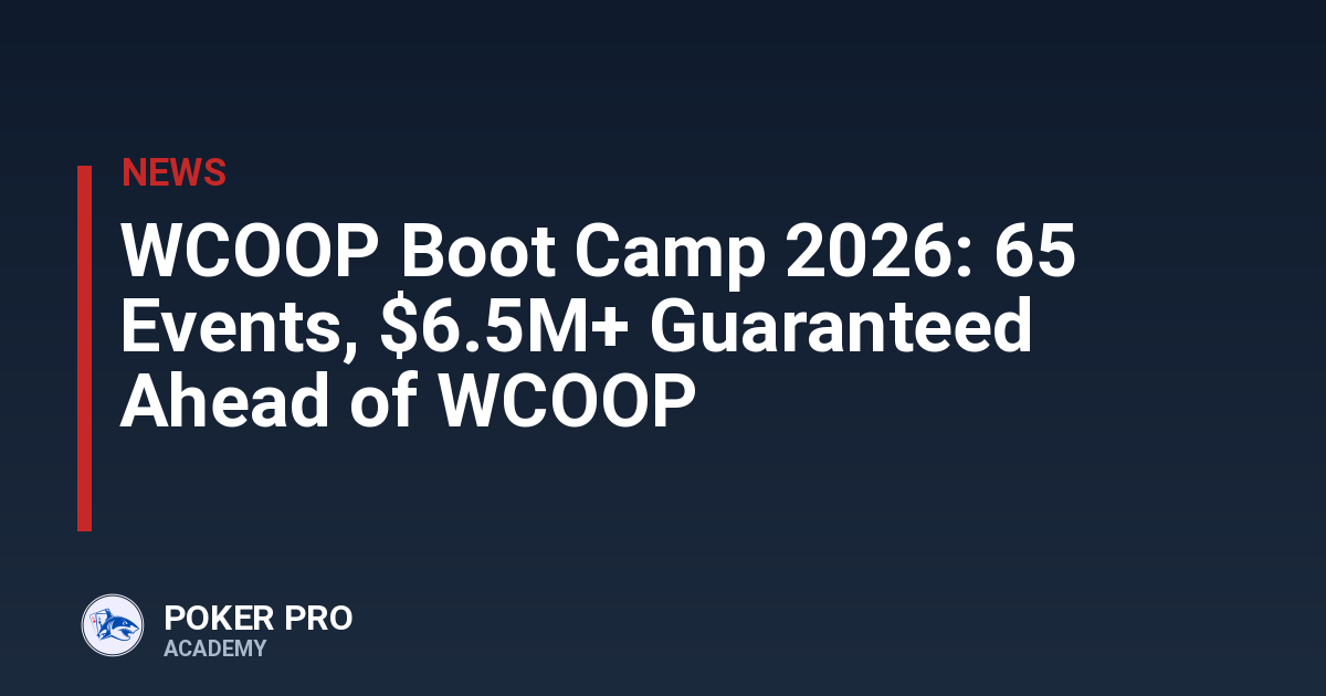 WCOOP Boot Camp 2026: 65 Events, $6.5M+ Guaranteed Ahead of WCOOP
